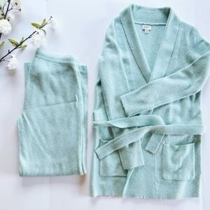 J. Crew Extra Soft Yarn Wrap Cardigan And Pants Set Wintergreen Medium